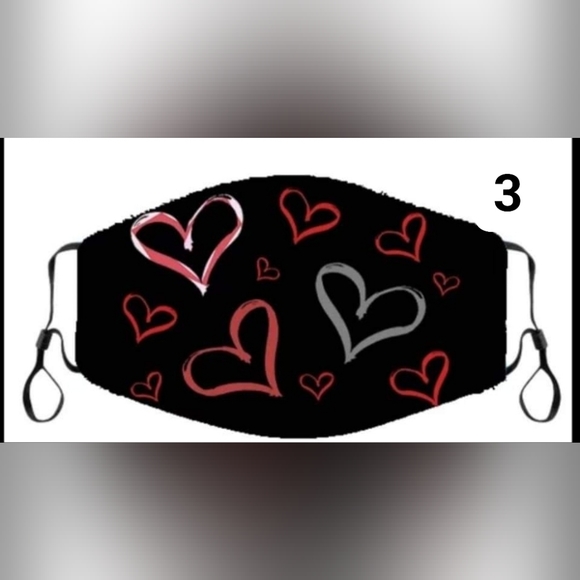 Heart Facemasks, Adult in 5 Designs, Lot of  35 - Picture 12 of 14